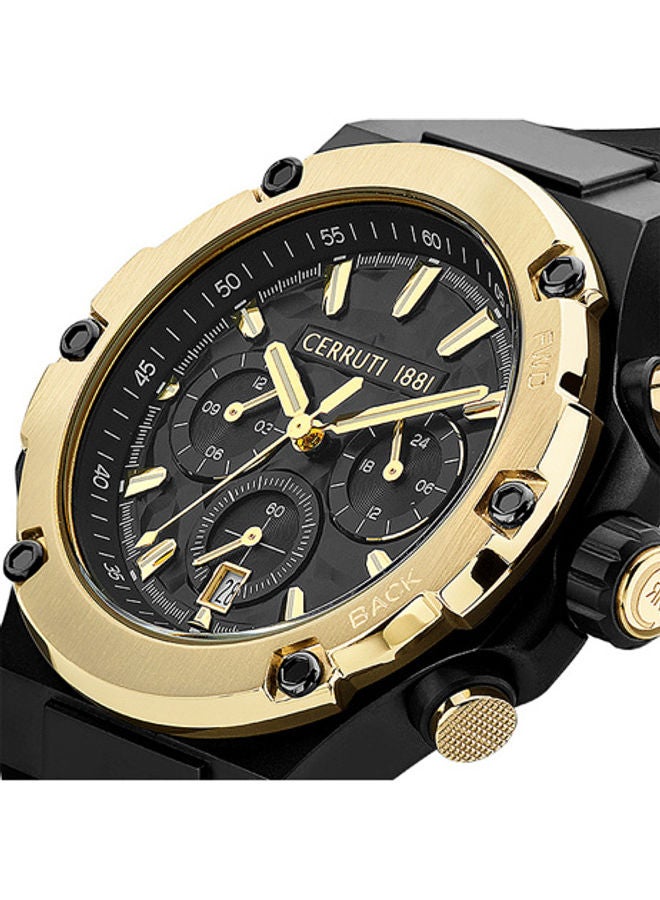 CERRUTI 1881 Men's Round Shape Silicone Band Analog Wrist Watch CIWGQ2224306 - 44 mm - Black  - Image 4