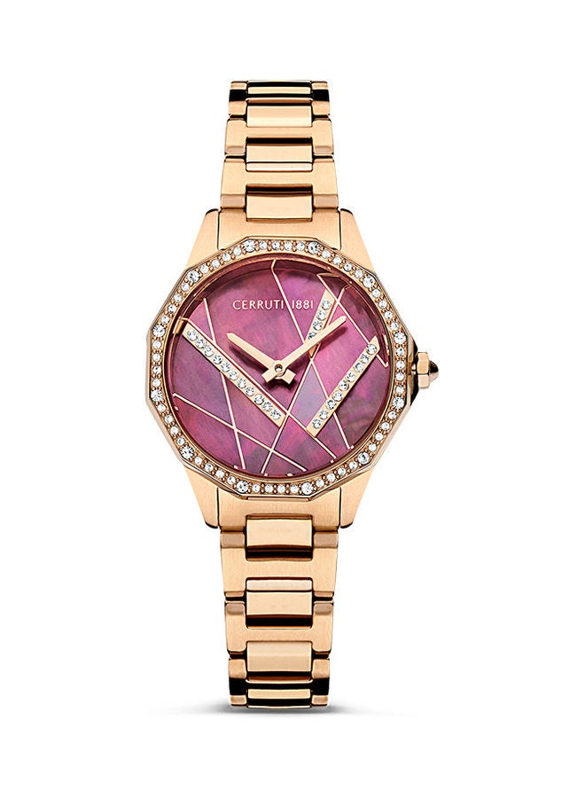 CERRUTI 1881 Women's Round Shape Stainless Steel Analog Wrist Watch CIWLG2225903 - 30 mm - Rose gold  - Image 1