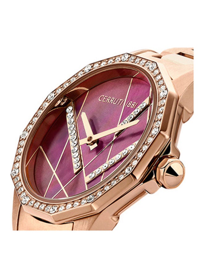 CERRUTI 1881 Women's Round Shape Stainless Steel Analog Wrist Watch CIWLG2225903 - 30 mm - Rose gold  - Image 4
