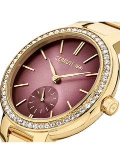 CERRUTI 1881 Women's Round Shape Stainless Steel Analog Wrist Watch CIWLG2225604 - 34 mm - Gold  - Image 4