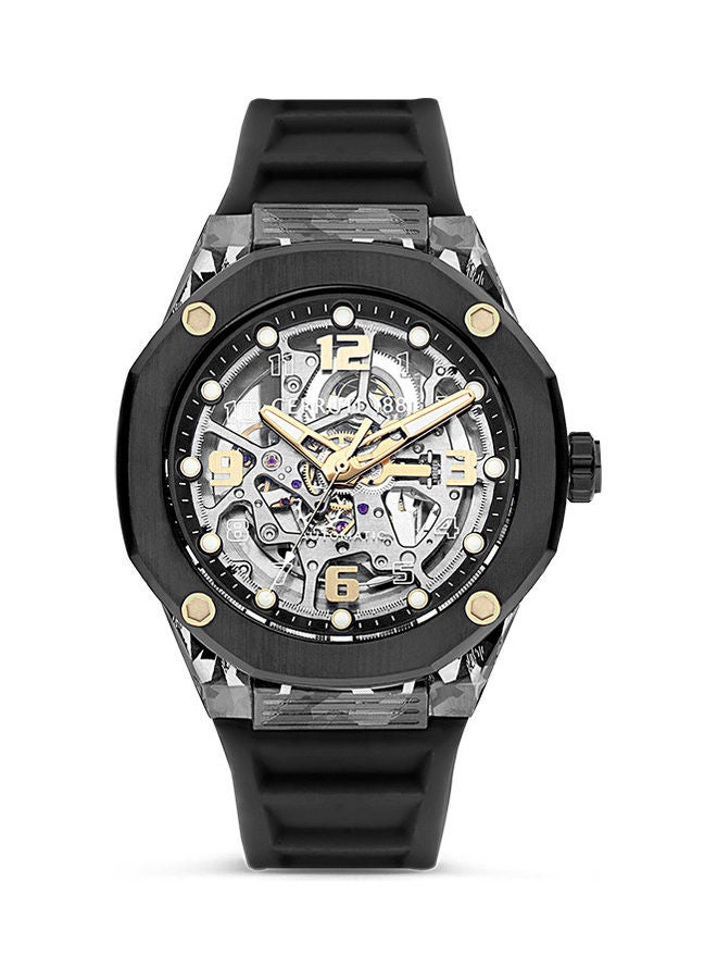 CERRUTI 1881 Men's Round Shape Silicone Band Analog Wrist Watch CIWGR2223901 - 45.5 mm - Black  - Image 1
