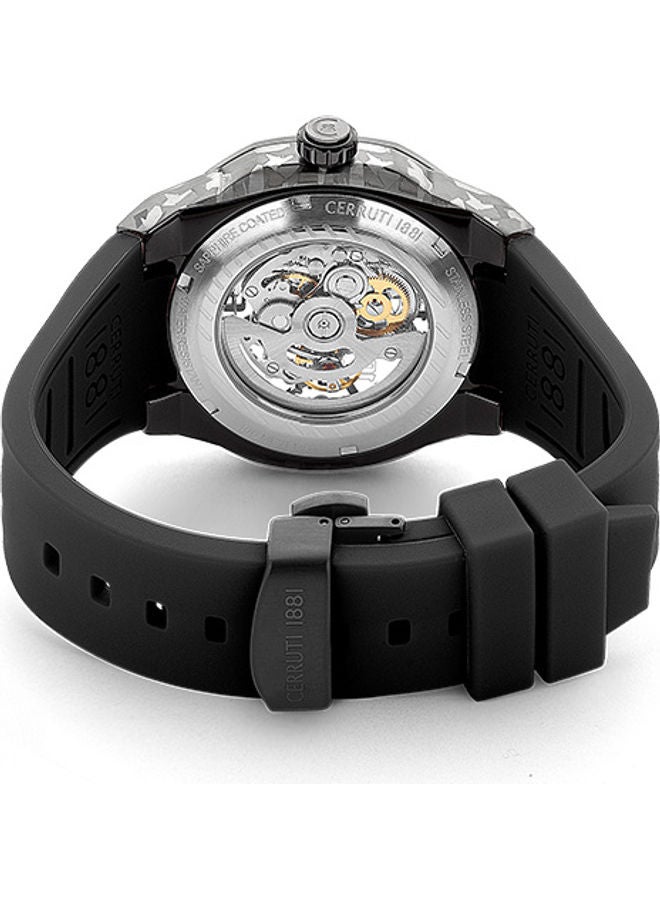 CERRUTI 1881 Men's Round Shape Silicone Band Analog Wrist Watch CIWGR2223901 - 45.5 mm - Black  - Image 2