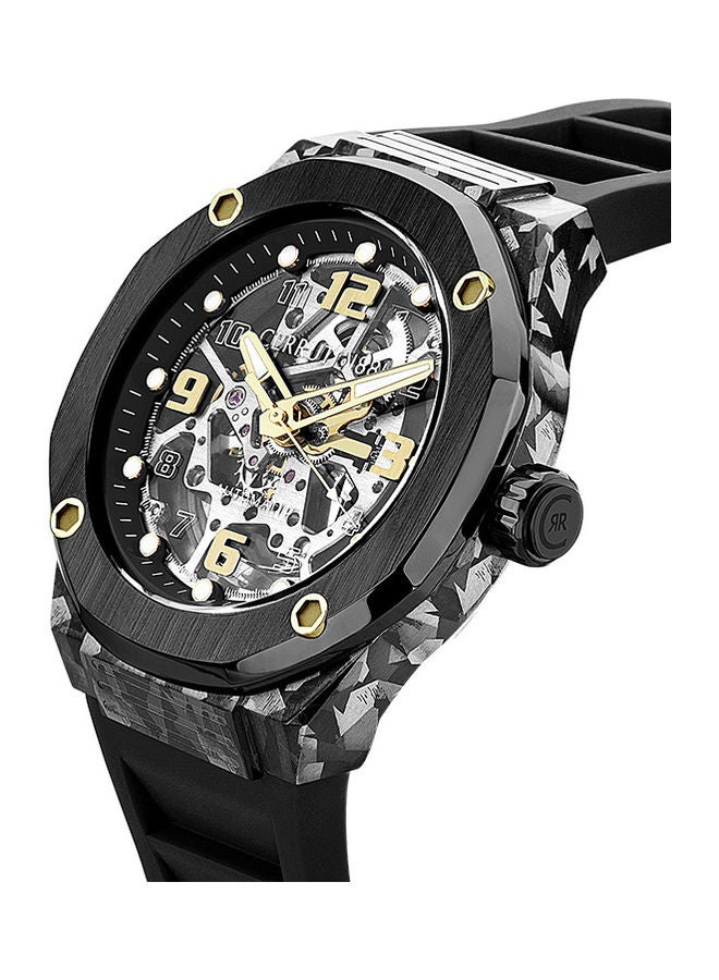 CERRUTI 1881 Men's Round Shape Silicone Band Analog Wrist Watch CIWGR2223901 - 45.5 mm - Black  - Image 3