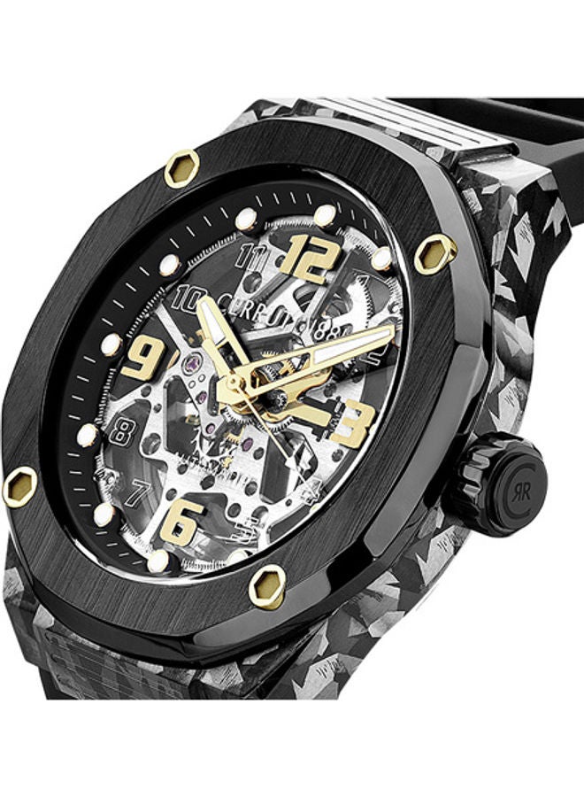 CERRUTI 1881 Men's Round Shape Silicone Band Analog Wrist Watch CIWGR2223901 - 45.5 mm - Black  - Image 4