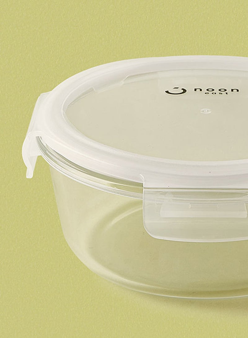 Noon East 3 Piece Borosilicate Glass Food Container Set - Airtight Lids - Lunch Box - Round - Food Storage Box - Storage Boxes - Kitchen Cabinet Organizers - Glass Food Container - White White 3-Piece (Round)  - Image 5