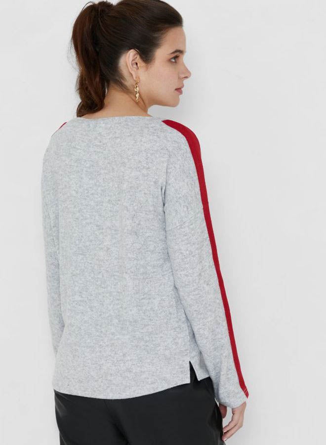Emoi by Emonite Pannel Stripe Design Long Sleeves Sweatshirt Grey Melange As Swatch  - Image 2