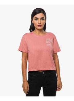R&B Slogan Printed Crop T-Shirt Pink  - Image 1
