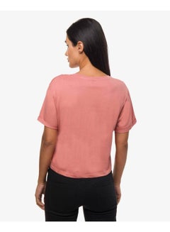 R&B Slogan Printed Crop T-Shirt Pink  - Image 3