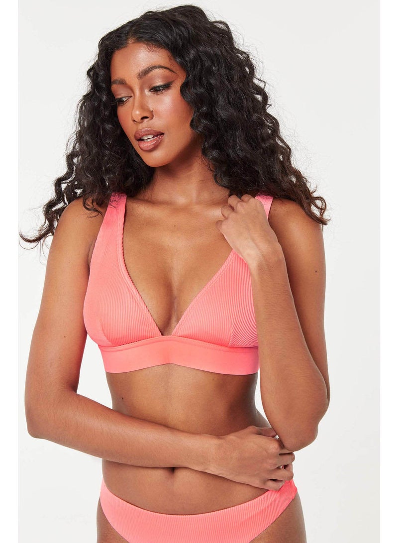 Ardene High Apex Triangle Bikini Top Orange  - Image 1