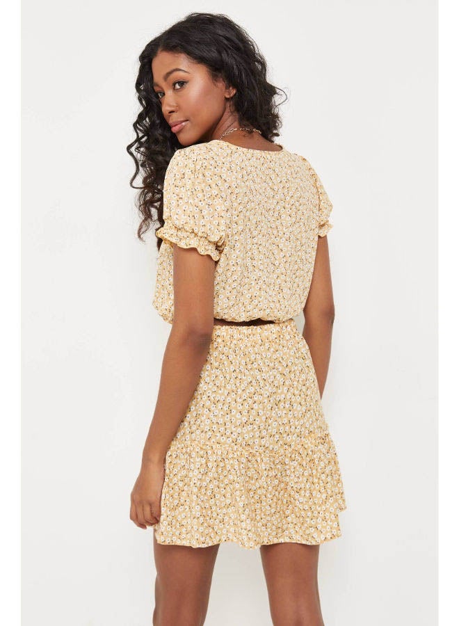 Ardene - Micro Mini Lenght Tiered Skirt Medium Yellow - Image 1