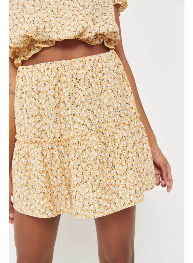 Ardene - Micro Mini Lenght Tiered Skirt Medium Yellow - Image 1