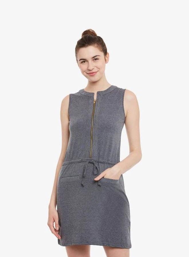 Down Town Belted Mini Dress Dark Grey