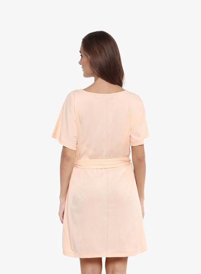Miss Chase Round Neck Belted Midi Dress Pink  - Image 2