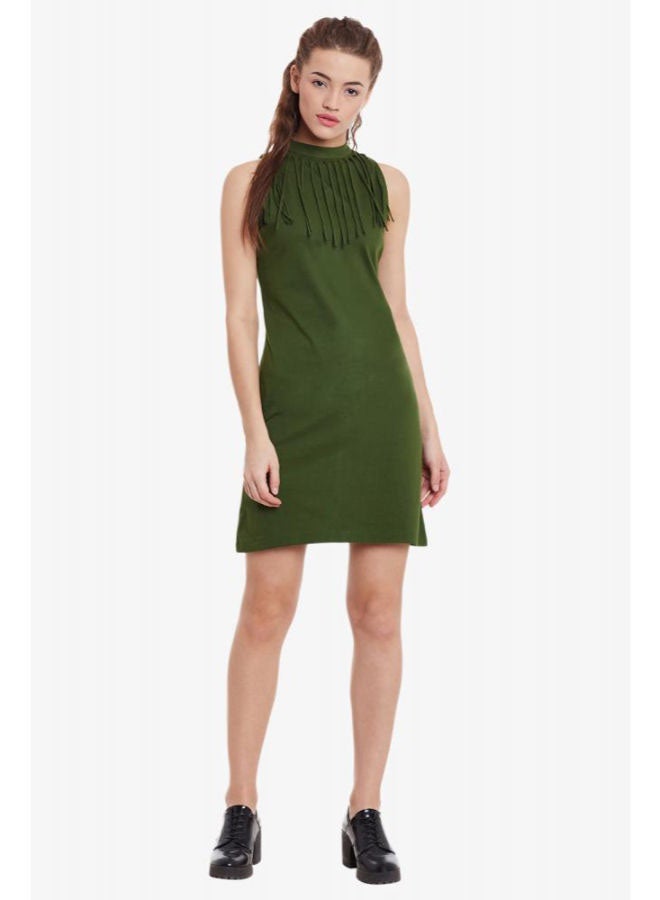 Miss Chase Binge On Fringe Bodycon Dress Olive Green  - Image 3
