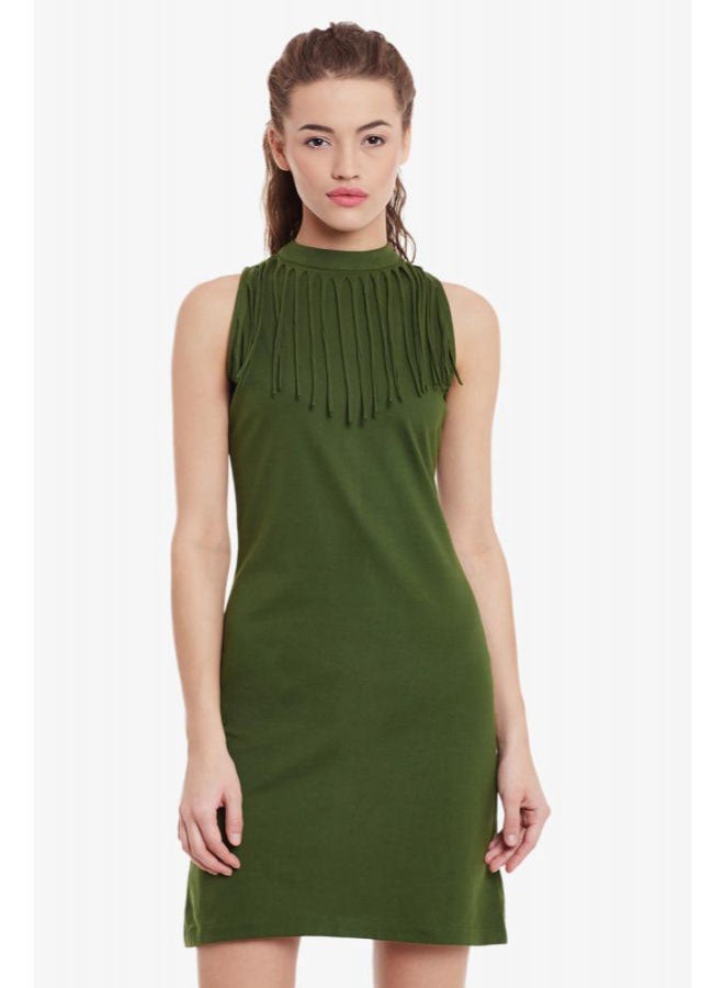 Miss Chase Binge On Fringe Bodycon Dress Olive Green  - Image 1