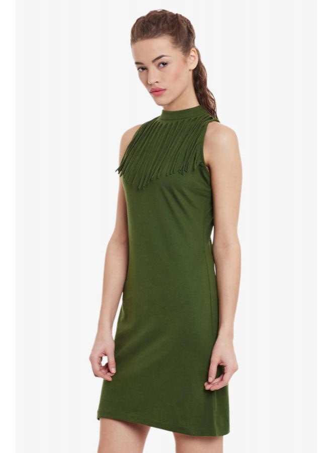 Miss Chase Binge On Fringe Bodycon Dress Olive Green  - Image 2