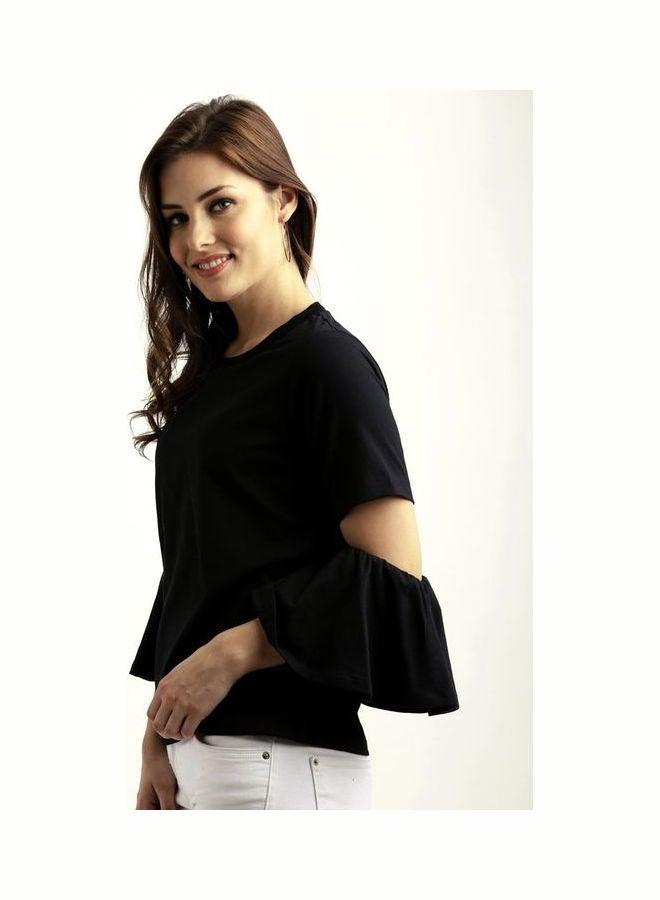 Miss Chase Honey Punch Slit Sleeve Top Black - Image 3