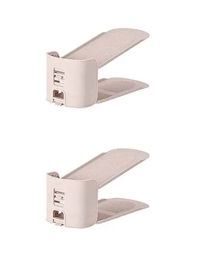 fashionhome 2 Pieces Adjustable Shoe Rack Drying Organizer Beige 25.5x9.7cm  - Image 1