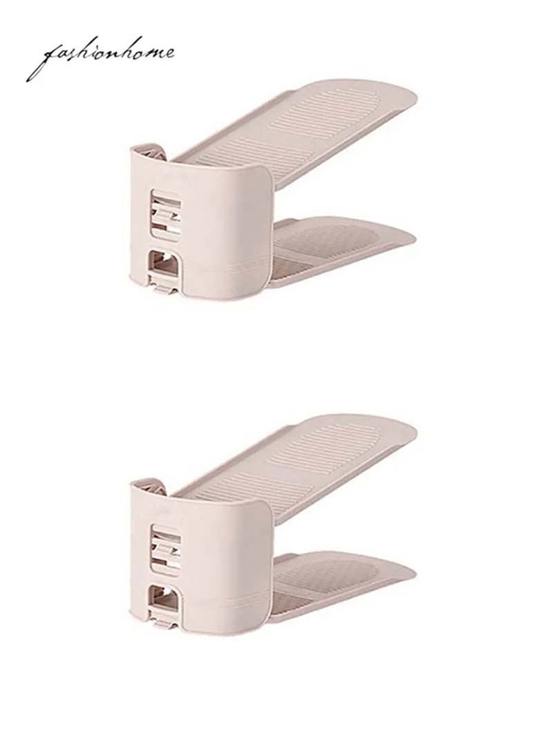 fashionhome 2 Pieces Adjustable Shoe Rack Drying Organizer Beige 25.5x9.7cm  - Image 2