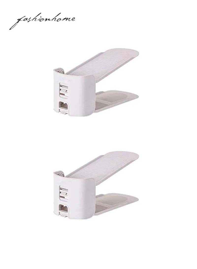 fashionhome 2-Pieces Adjustable Shoe Rack Drying Organizer Grey 25.5x9.7cm - Image 2