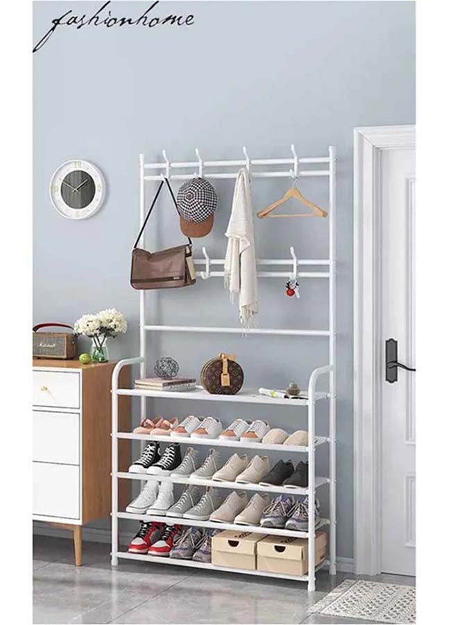 5-Tier Stainless Steel Coat And Shoes Rack For Home White 80x25.5x152.5cm 