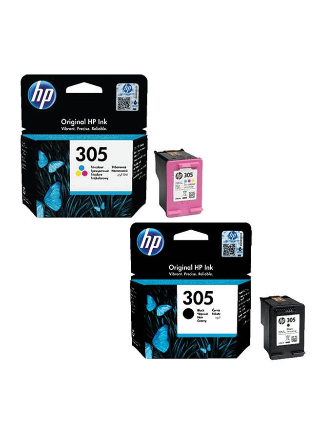 HP 305 Black Original Ink Cartridge Black (1) + HP 305 Tri-color Original Ink Cartridge(1) (3YM61AE/3YM60AE) | Works with HP DeskJet 2700, 2730, 4100 Printers Black/Multicolor  - Image 2