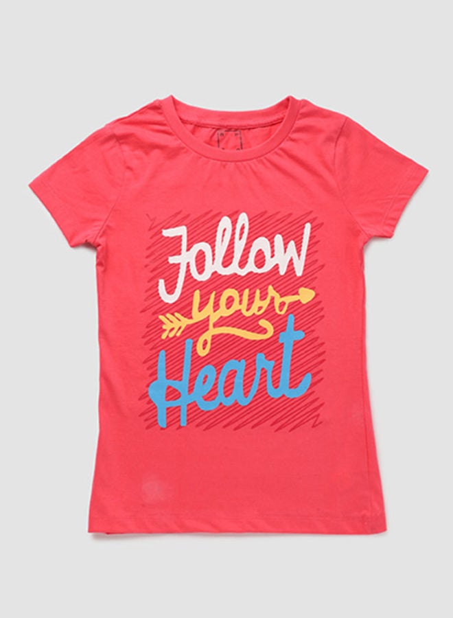 NEON Boys Crew Neck Short Sleeve T-Shirt Dark Pink  - Image 1