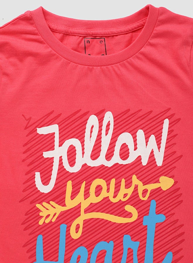 NEON Boys Crew Neck Short Sleeve T-Shirt Dark Pink  - Image 3