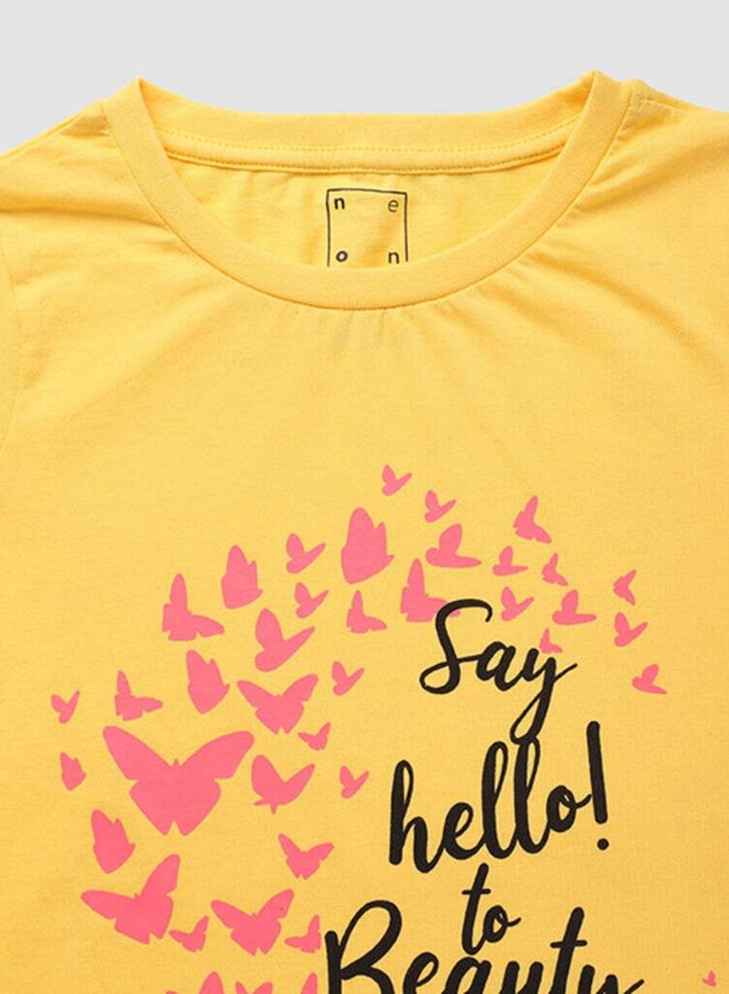 NEON Boys Crew Neck Short Sleeve T-Shirt Yellow  - Image 3