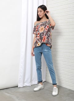 OFFROAD Casual Off Shoulder Floral Blouse Top Aop Yellow  - Image 3