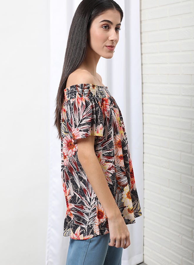 OFFROAD Casual Off Shoulder Floral Blouse Top Aop Yellow  - Image 2