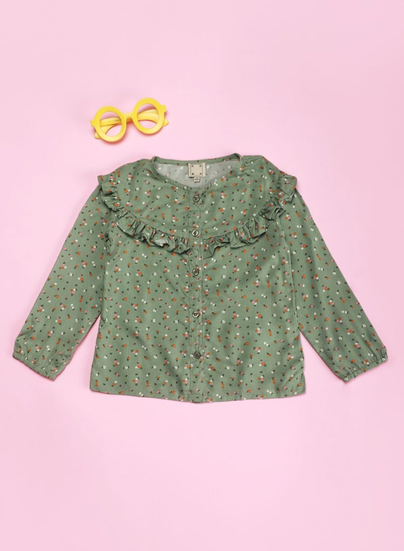 Neon Long Sleeve Round Neck  Top Fern Green - Image 1