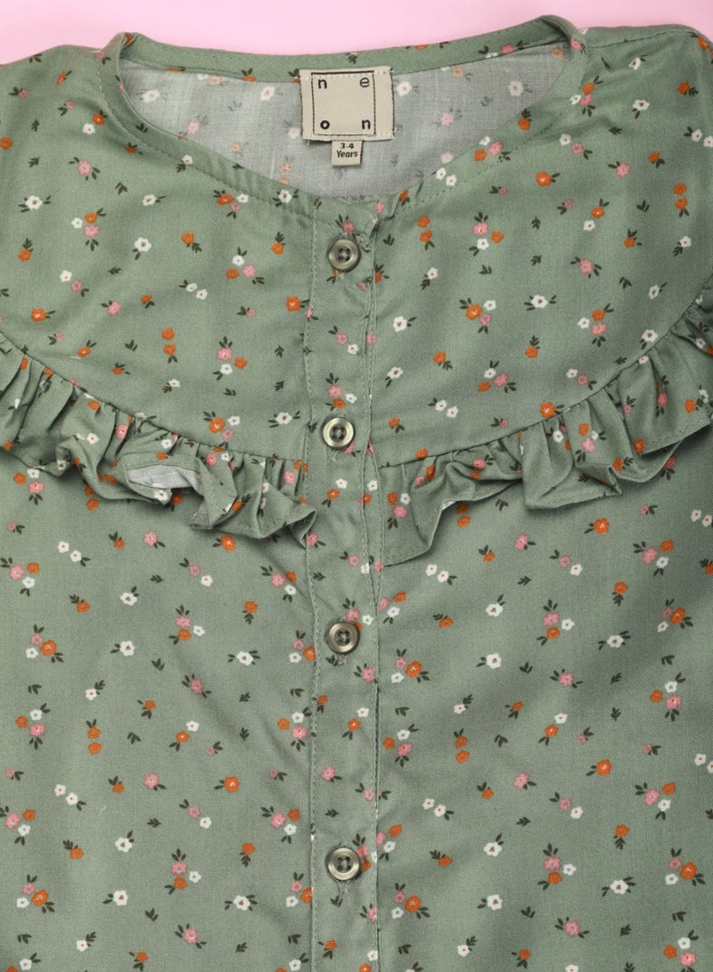 Neon Long Sleeve Round Neck  Top Fern Green - Image 3