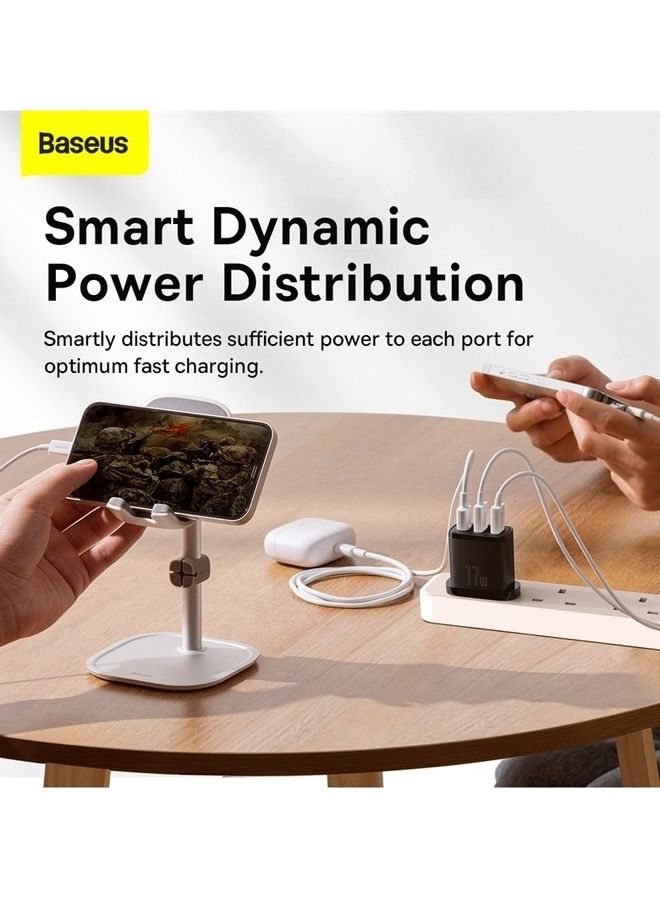 Baseus USB Wall Charger, 3-Port 17W/3.4A USB Charger Plug Cube Portable UK Power Adapter Plug with Smart IC Technology for iPhone, iPad, Samsung Galaxy, Huawei and etc Black  - Image 4