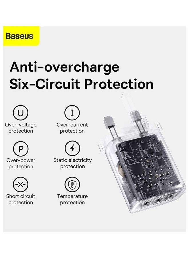 USB Wall Charger, 3-Port 17W/3.4A USB Charger Plug Cube Portable UK Power Adapter Plug with Smart IC Technology for iPhone, iPad, Samsung Galaxy, Huawei and etc Black