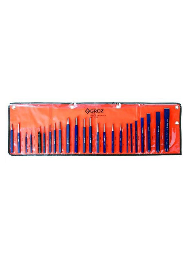 GROZ 26-Piece Punch And Chisel Set Silver/Blue 