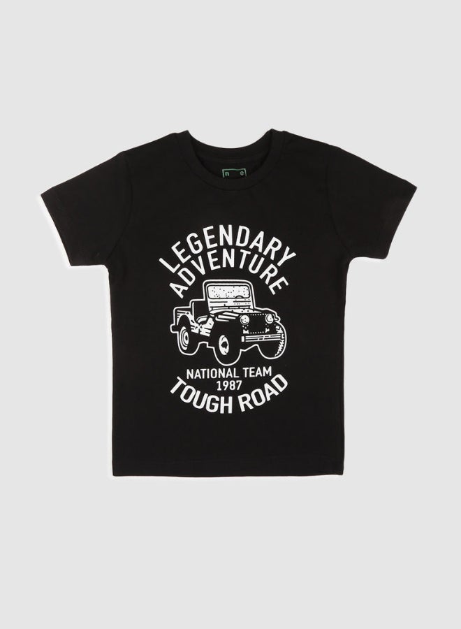 NEON Legendary Adventure Printed Crew Neck T-Shirt Black/White  - Image 1