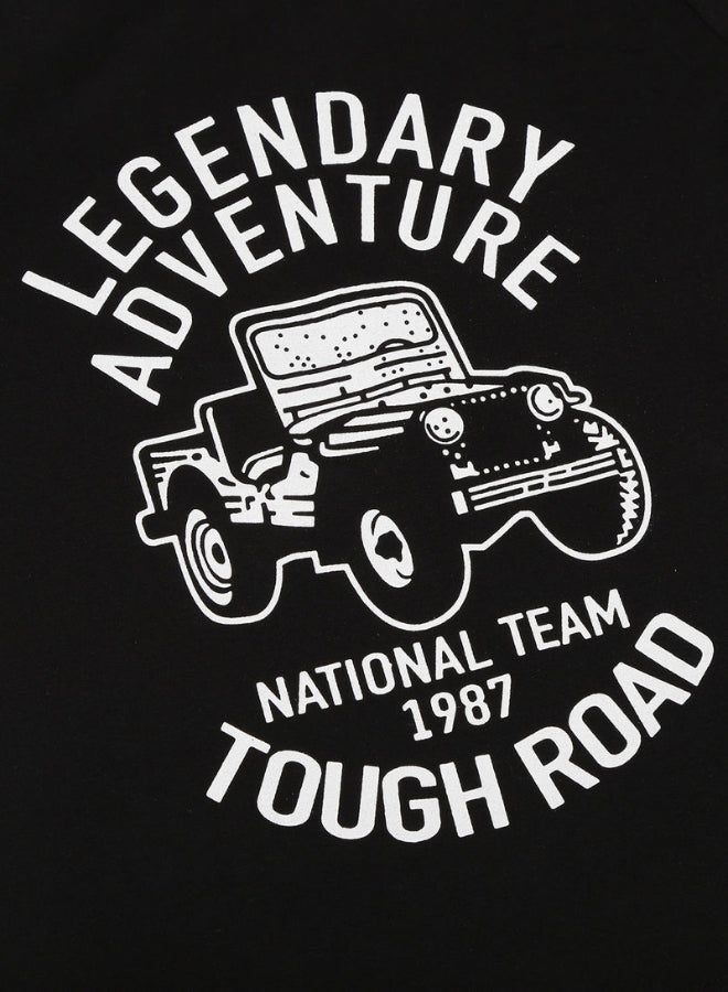NEON Legendary Adventure Printed Crew Neck T-Shirt Black/White  - Image 3