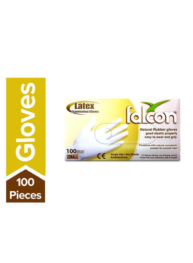Falcon Pack Of 100 Single-Use Latex Gloves - Small Size 
