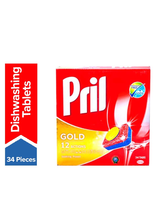 Pril 34-Piece Gold 12 Actions Dishwasher Tablets - Image 1