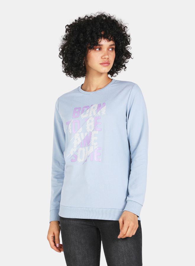 DRIP - Crew Neck Casual Printed Sweatshirt Blue Fog - Image 1