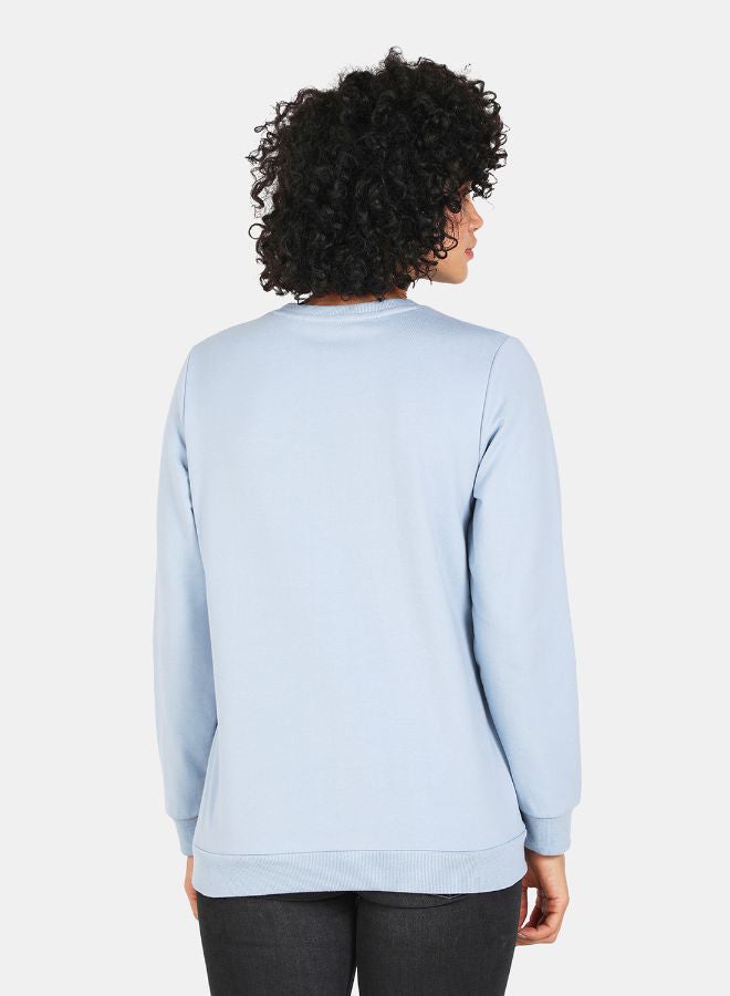 DRIP - Crew Neck Casual Printed Sweatshirt Blue Fog - Image 1