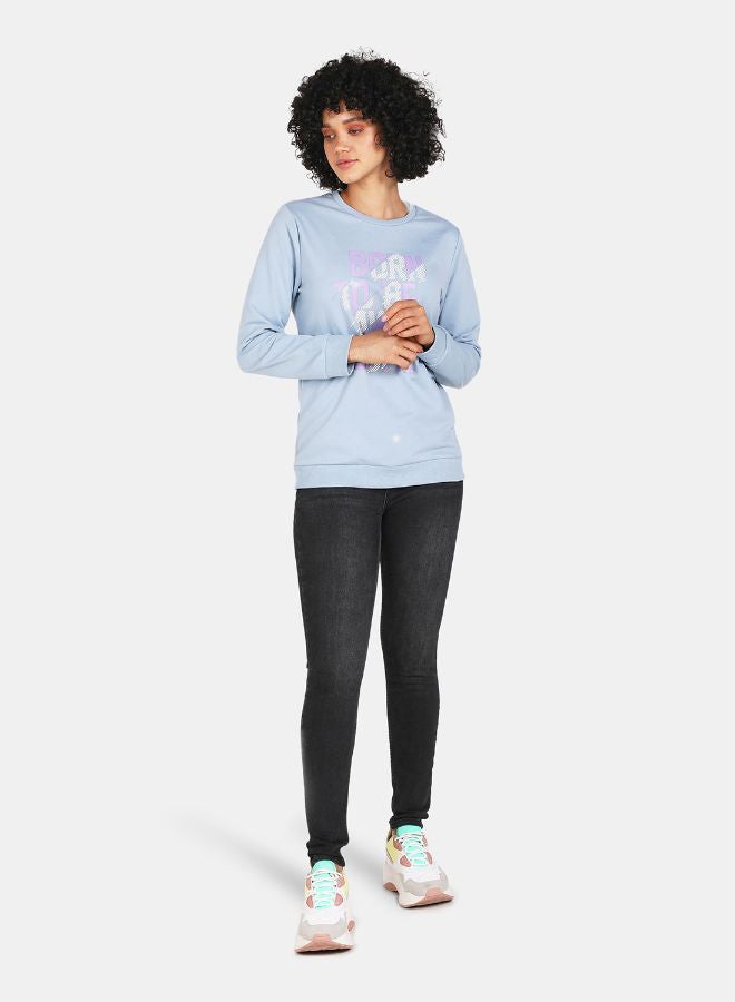 DRIP - Crew Neck Casual Printed Sweatshirt Blue Fog - Image 1
