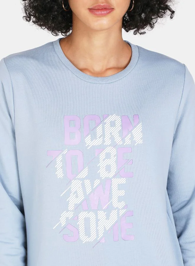 DRIP Crew Neck Casual Printed Sweatshirt Blue Fog