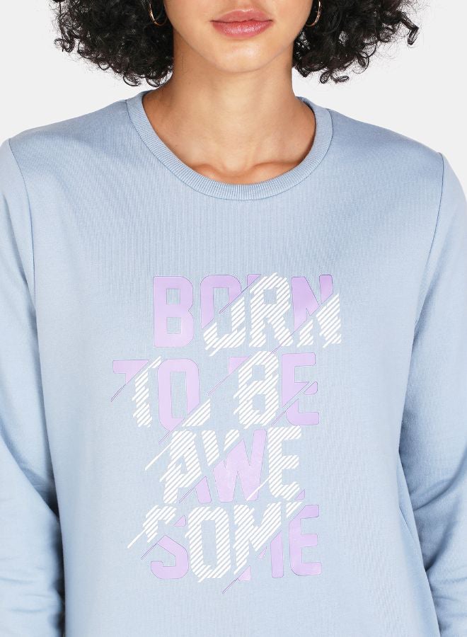 DRIP - Crew Neck Casual Printed Sweatshirt Blue Fog - Image 1