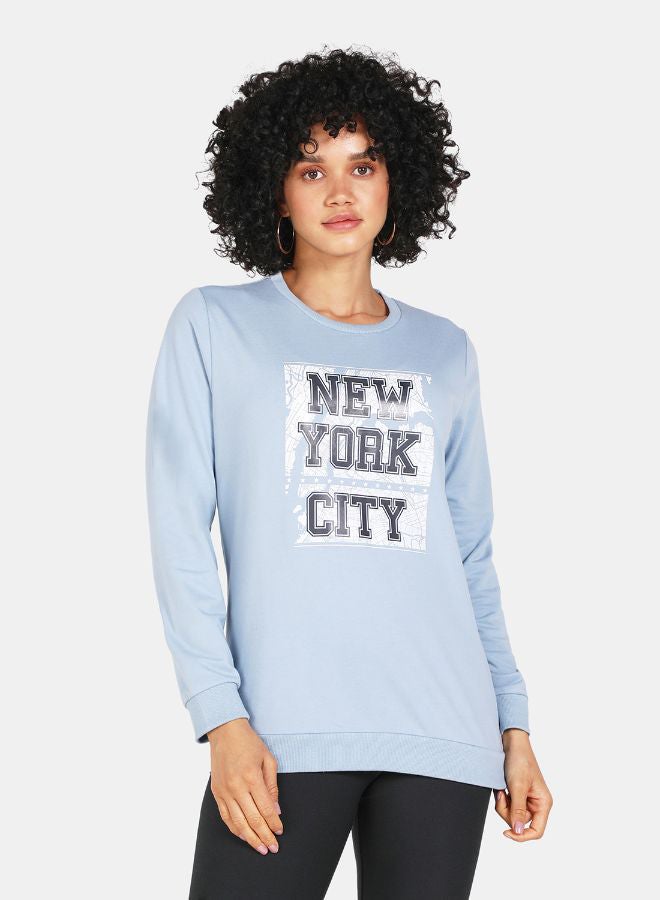 DRIP - Crew Neck Casual Printed Sweatshirt Blue Fog - Image 1