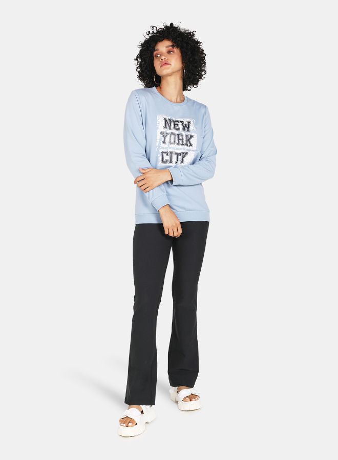 DRIP - Crew Neck Casual Printed Sweatshirt Blue Fog - Image 1