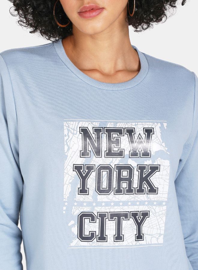 DRIP - Crew Neck Casual Printed Sweatshirt Blue Fog - Image 1