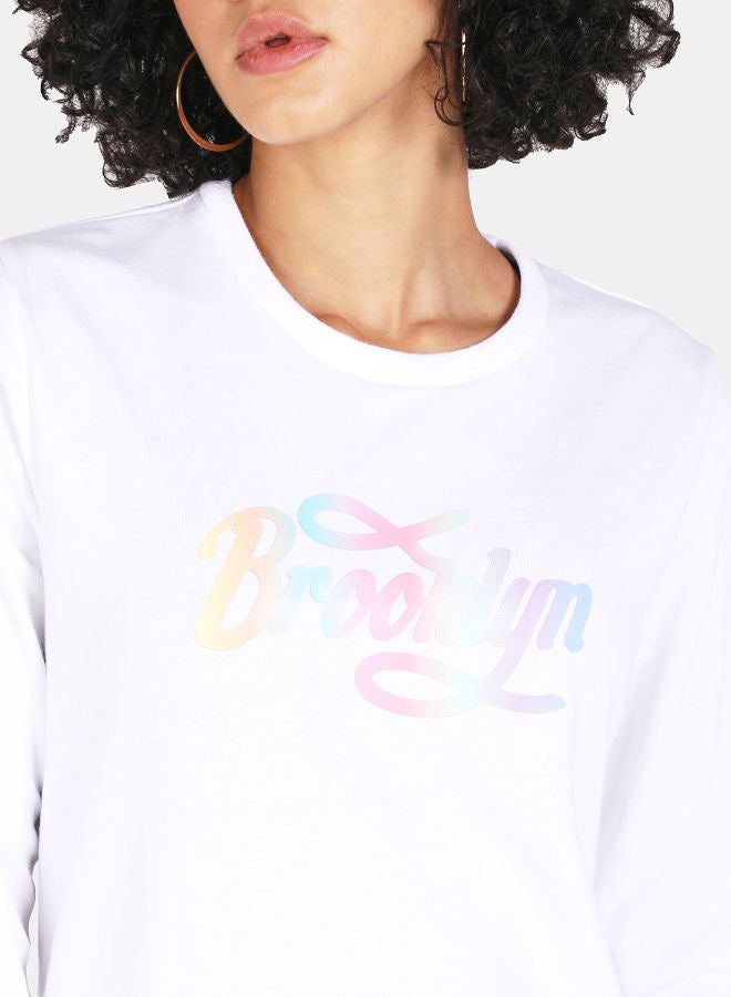 DRIP - Crew Neck Casual Printed Sweatshirt White - Image 1