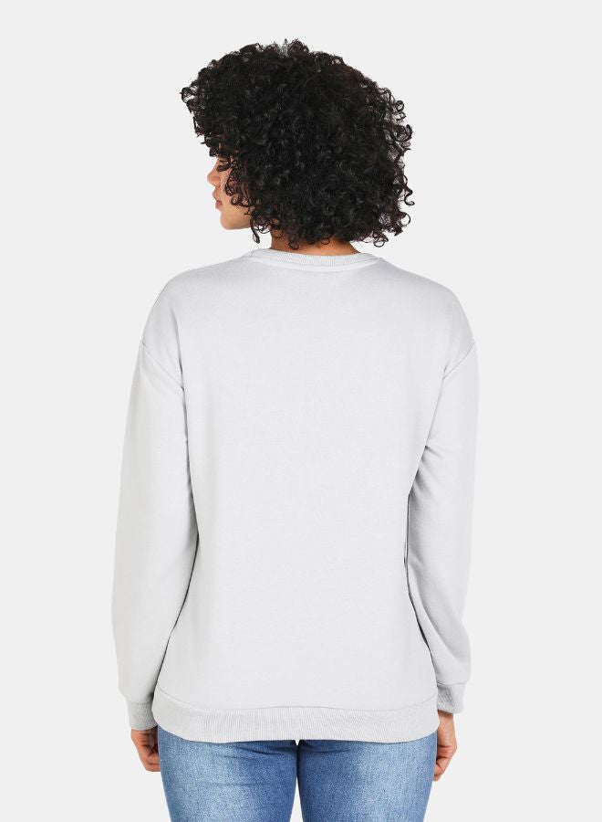 DRIP - Crew Neck Casual Printed Sweatshirt Grey - Image 1